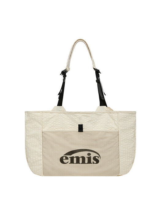 Emis Packable Check Shopper Bag-Beige