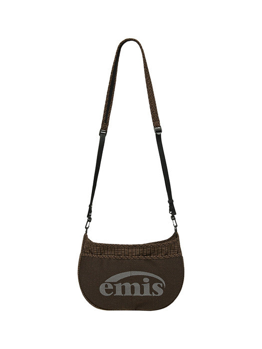 [emis] PACKABLE CHECK CROSSBODY BAG-BROWN