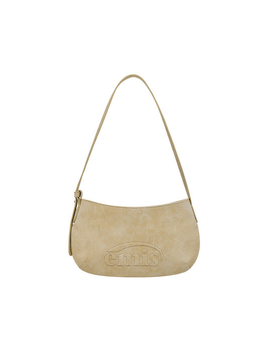 Emis Logo Embossed Tote Bag-Beige