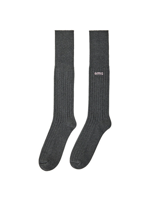 Emis (W)Two-Way Ribbed Socks-Charcoal