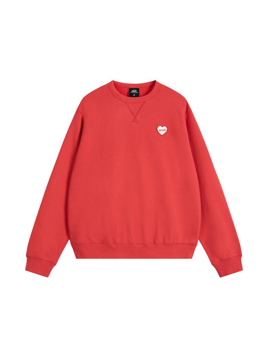 [emis] HEART RUBBER PATCH SWEATSHIRT-RED