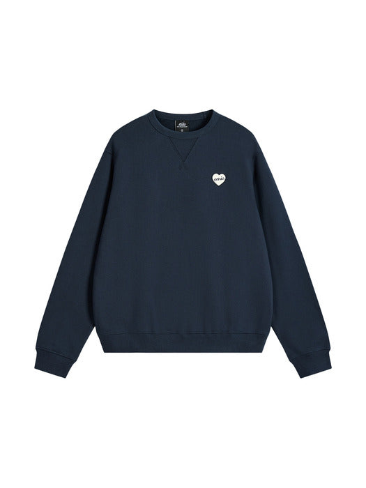 Emis Heart Rubber Patch Sweatshirt-Navy