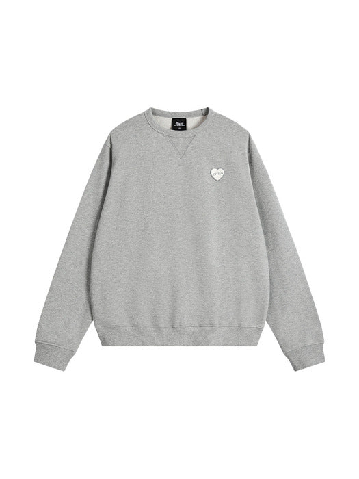 Emis Heart Rubber Patch Sweatshirt-Melange Gray