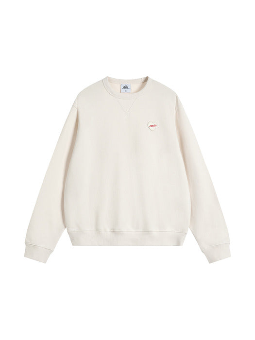 [emis] HEART RUBBER PATCH SWEATSHIRT-IVORY