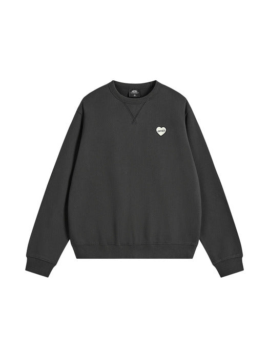 Emis Heart Rubber Patch Sweatshirt-Black