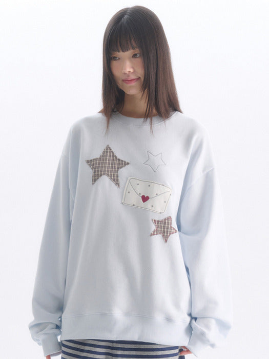 Ambler By Letter Applique Sweatshirts (Blue)