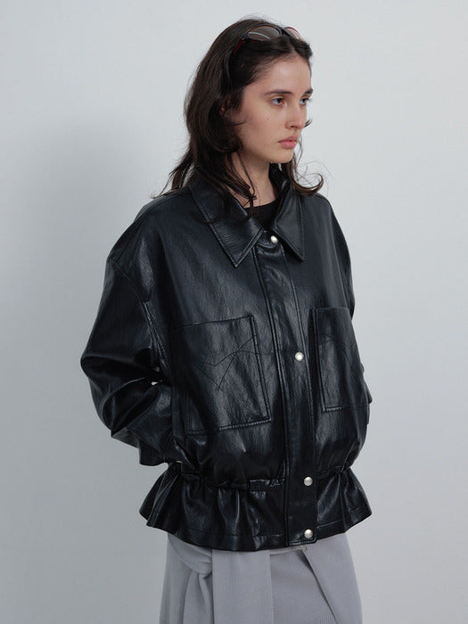 Raive Drawstring Leather Jacket