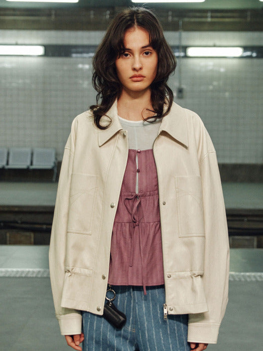 [raive] Drawstring Leather Jacket VL6SM121_2color