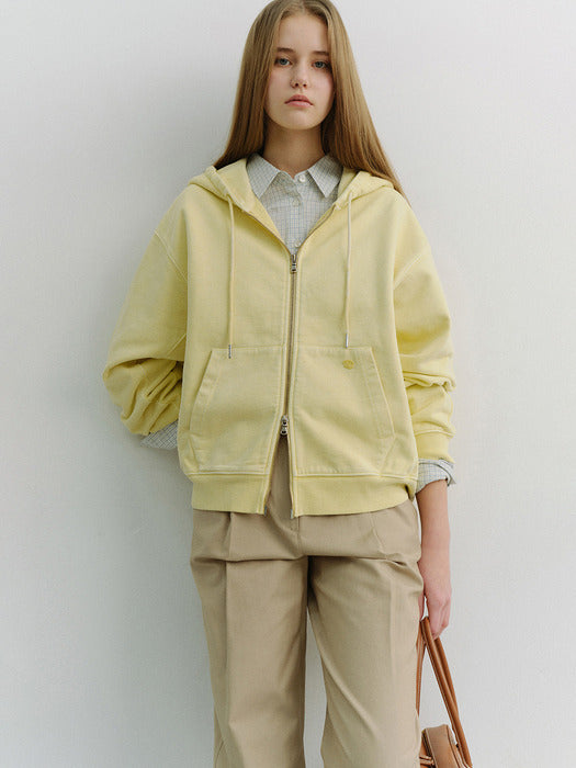 Dunst Unisex Garment Dyed Zip-UP Hoodie Vanilla Butter