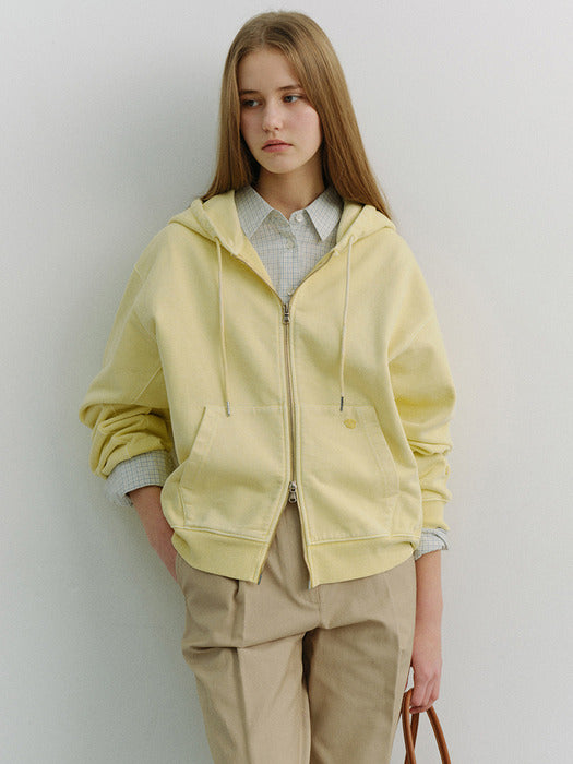 [dunst] UNISEX GARMENT DYED ZIP-UP HOODIE VANILLA BUTTER_UDTS6A114Y1