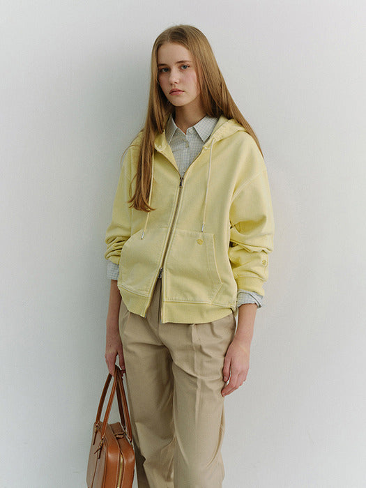 [dunst] UNISEX GARMENT DYED ZIP-UP HOODIE VANILLA BUTTER_UDTS6A114Y1