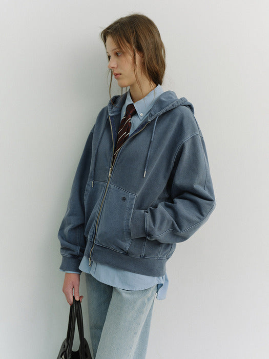 Dunst Unisex Garment Dyed Zip-UP Hoodie Navy