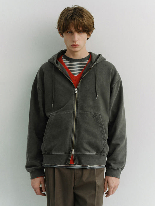 Dunst Unisex Garment Dyed Zip-UP Hoodie Black