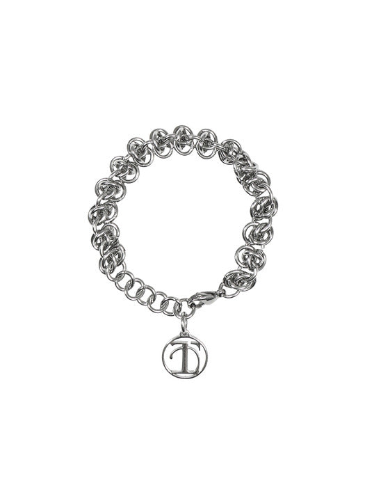 Wconcept_Treemingbird Round Charm Bold Chain Bracelet [ Silver ]