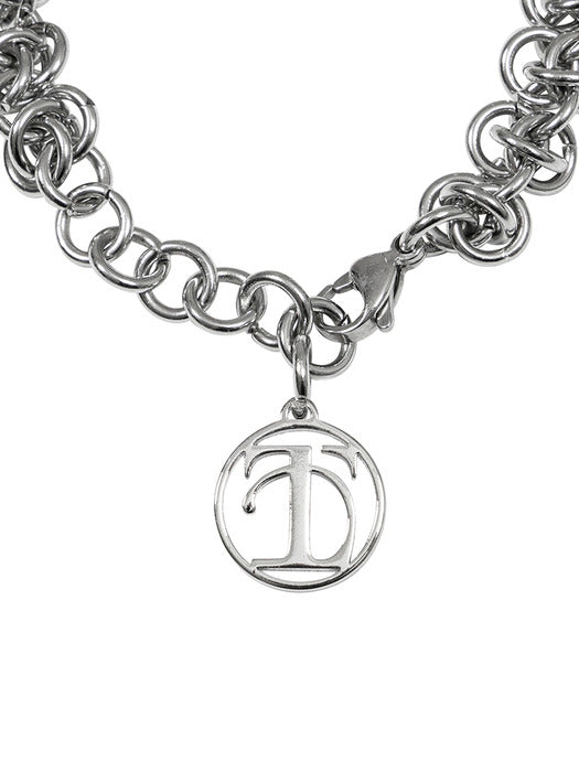 Wconcept_Treemingbird Round Charm Bold Chain Bracelet [ Silver ]