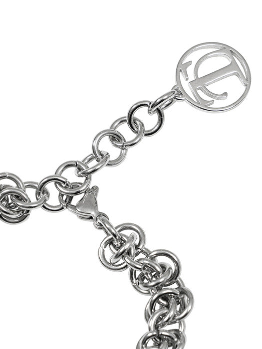 Wconcept_Treemingbird Round Charm Bold Chain Bracelet [ Silver ]