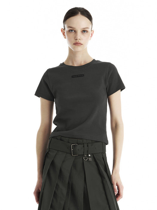 Wconcept_Treemingbird Slim-Fit Ribbed Short Sleeve T-Shirt [ Charcoal ]