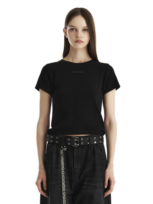 Wconcept_Treemingbird Slim-Fit Ribbed Short Sleeve T-Shirt [ Black ]