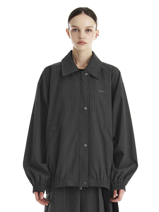 Wconcept_Treemingbird Stripe Oversized Blouson Set-Up Jumper [ Charcoal ]