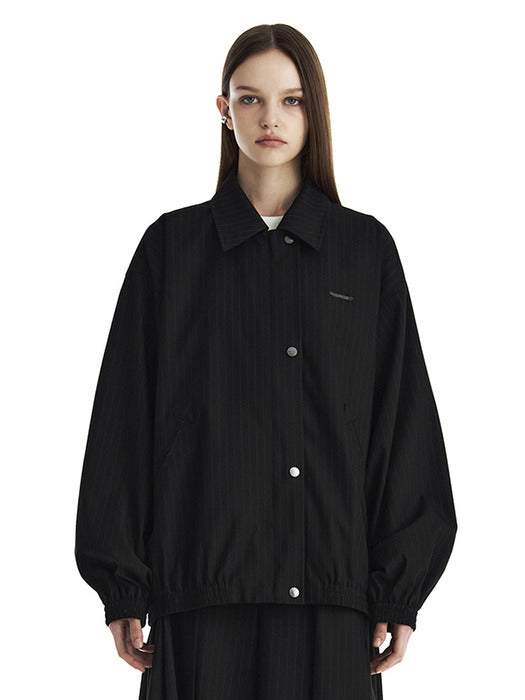 Wconcept_Treemingbird Stripe Oversized Blouson Set-Up Jumper [ Black ]