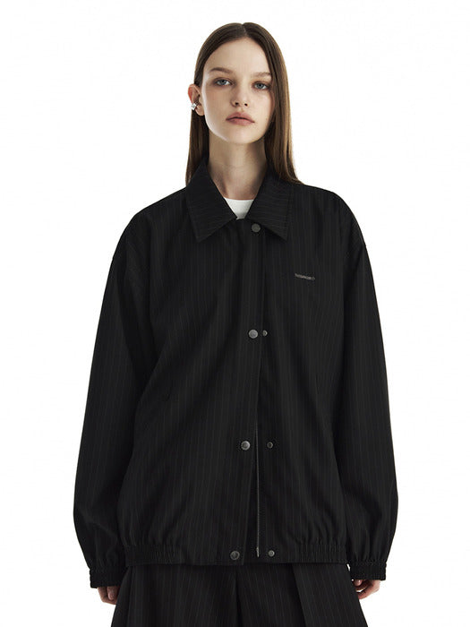 Wconcept_Treemingbird Stripe Oversized Blouson Set-Up Jumper [ Black ]