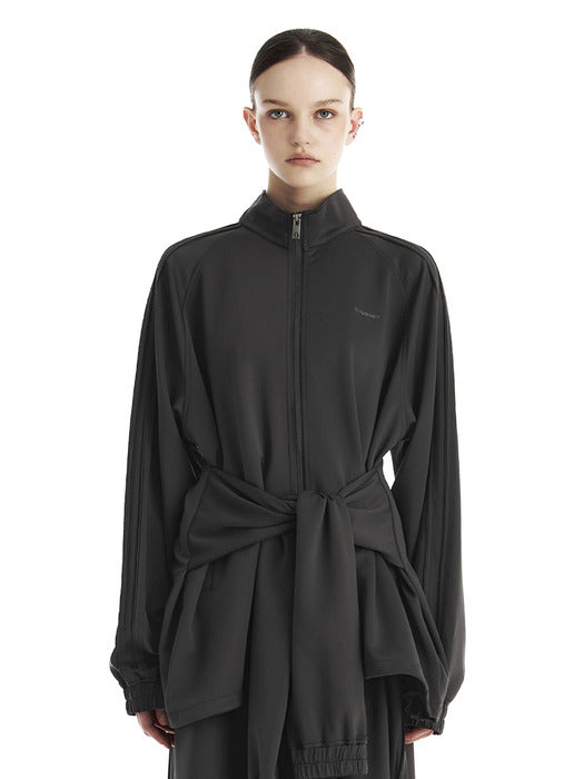 Wconcept_Treemingbird Double-Stripe Raglan Track Set-Up Jacket [ Charcoal ]