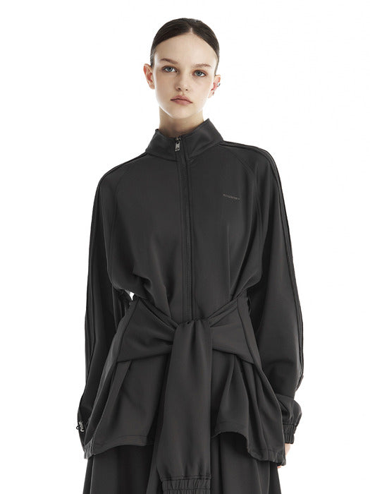 Wconcept_Treemingbird Double-Stripe Raglan Track Set-Up Jacket [ Charcoal ]