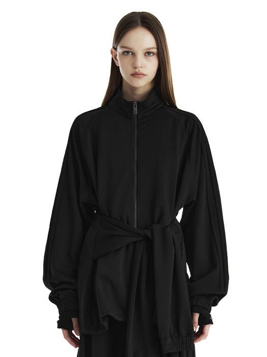Wconcept_Treemingbird Double-Stripe Raglan Track Set-Up Jacket [ Black ]