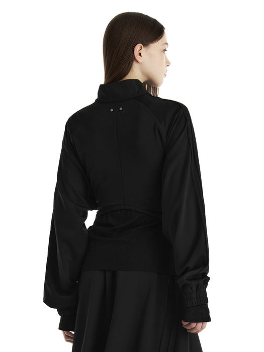 Wconcept_Treemingbird Double-Stripe Raglan Track Set-Up Jacket [ Black ]