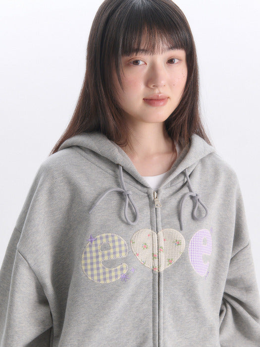 Ambler Check Flower Hooded Zip-Up (Melange)