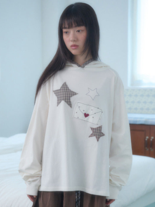Ambler By Letter Applique Raglan Hoodie Long-Sleeve (Ivory)