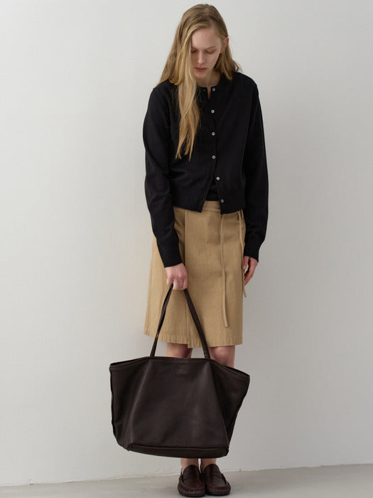 Facade Pattern Breeze Shopper Washing Leather Bag chocolate