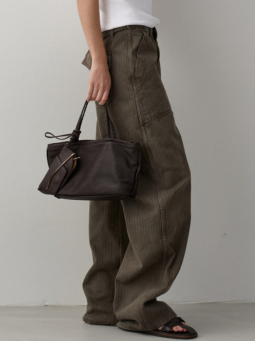 Facade Pattern Breeze Tote Washing Leather Bag chocolate