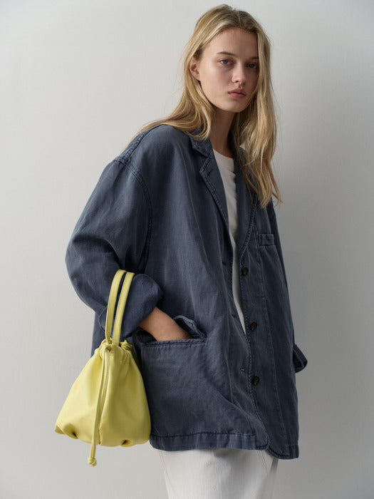 Facade Pattern Leather Tote Full Bag lemon