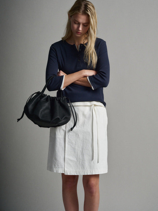 Facade Pattern Leather Tote Full Bag black