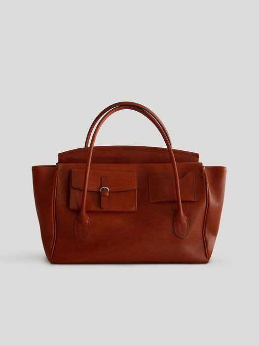 Kindersalmon Tessa Leather Tote Bag Cognac (From Italy)