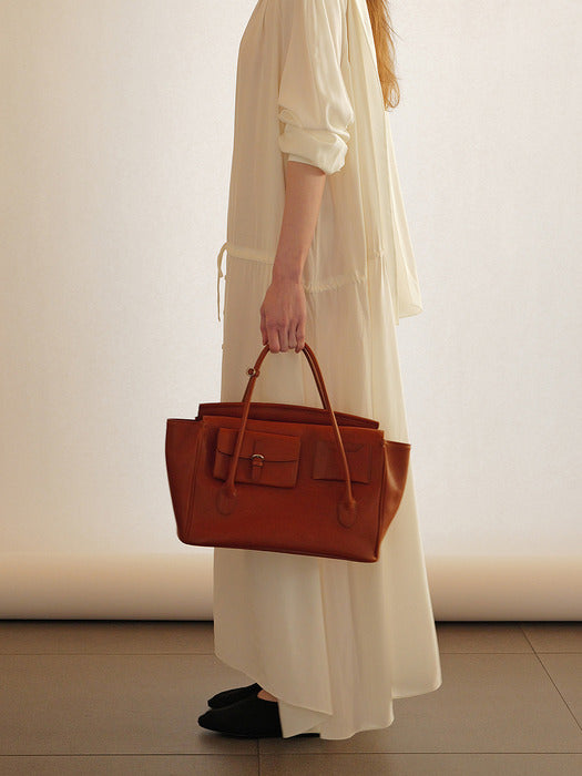 Kindersalmon Tessa Leather Tote Bag Cognac (From Italy)