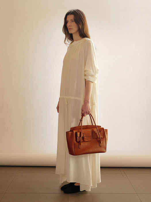 Kindersalmon Tessa Leather Tote Bag Cognac (From Italy)