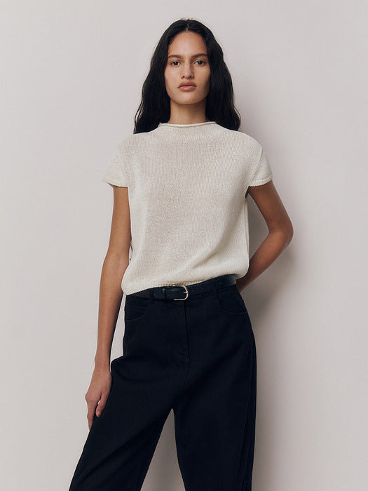 Kindersalmon Tylor Mockneck Knit Ecru