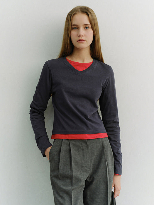 Dunst Essential Petit V-Neck T-Shirt Navy