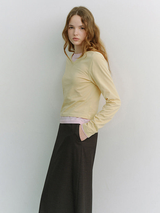 Dunst Essential Petit V-Neck T-Shirt Butter