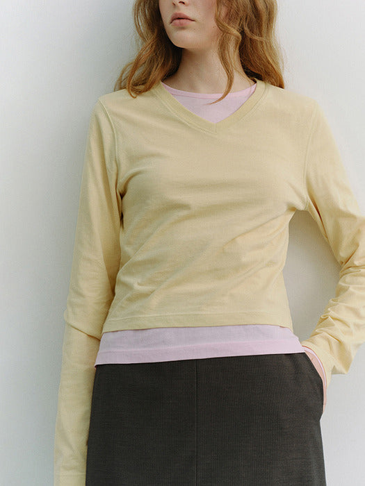 Dunst Essential Petit V-Neck T-Shirt Butter