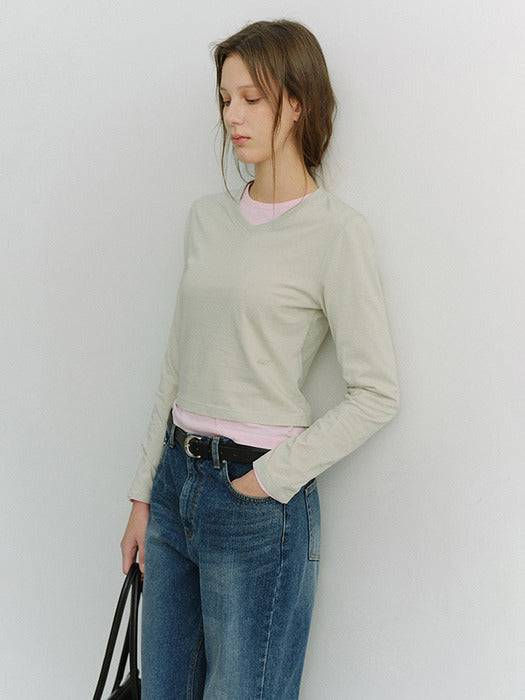 [dunst] ESSENTIAL PETIT V-NECK T-SHIRT SOFT MINT_UDTS6A201T1
