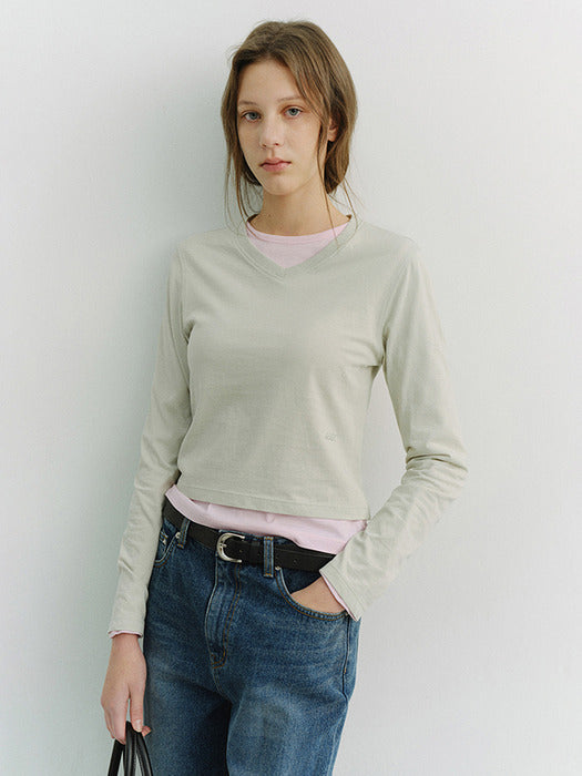 [dunst] ESSENTIAL PETIT V-NECK T-SHIRT SOFT MINT_UDTS6A201T1