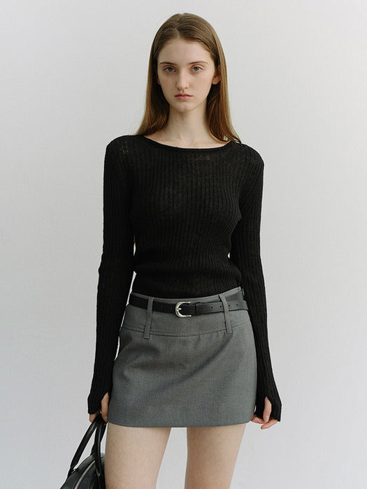 [dunst] 2-Way Shirring Knit Top BLACK_UDSW6A204BK
