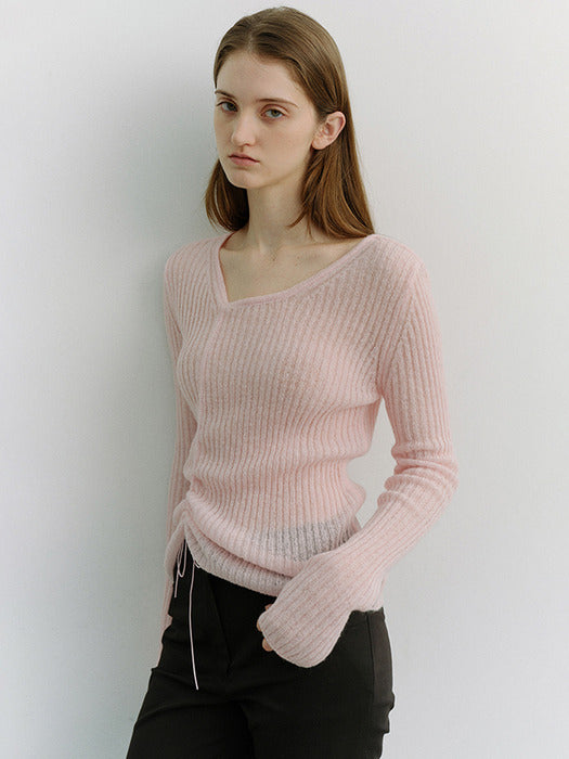 Dunst 2-Way Shirring Knit Top Soft Pink