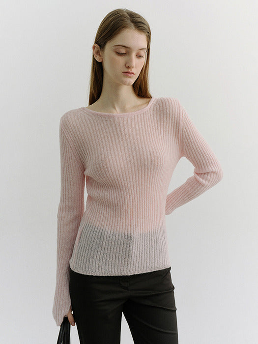 Dunst 2-Way Shirring Knit Top Soft Pink
