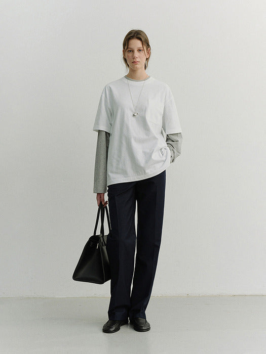 Dunst Unisex Layered Set-UP T-Shirt Off White Melange Grey