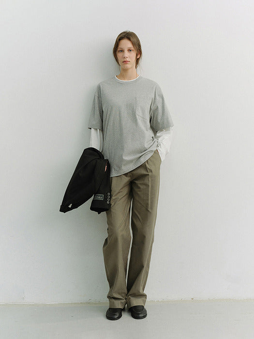 Dunst Unisex Layered Set-UP T-Shirt Melange Grey Off White