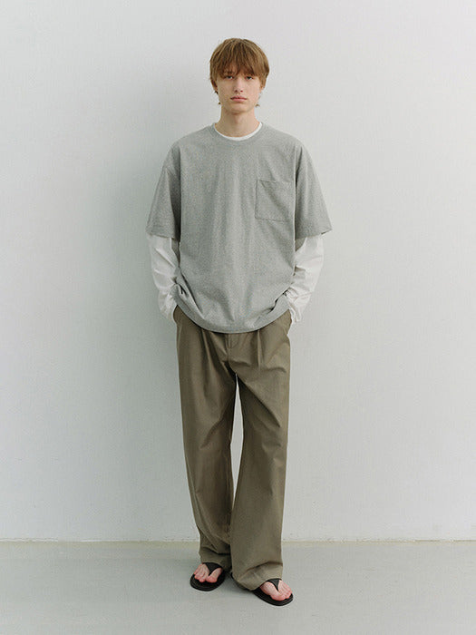 Dunst Unisex Layered Set-UP T-Shirt Melange Grey Off White